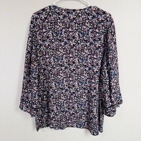 J. Jill Colorful Dixie Floral Billowy Lightweight Flowy Blouse Boho Size Large - Picture 7 of 9
